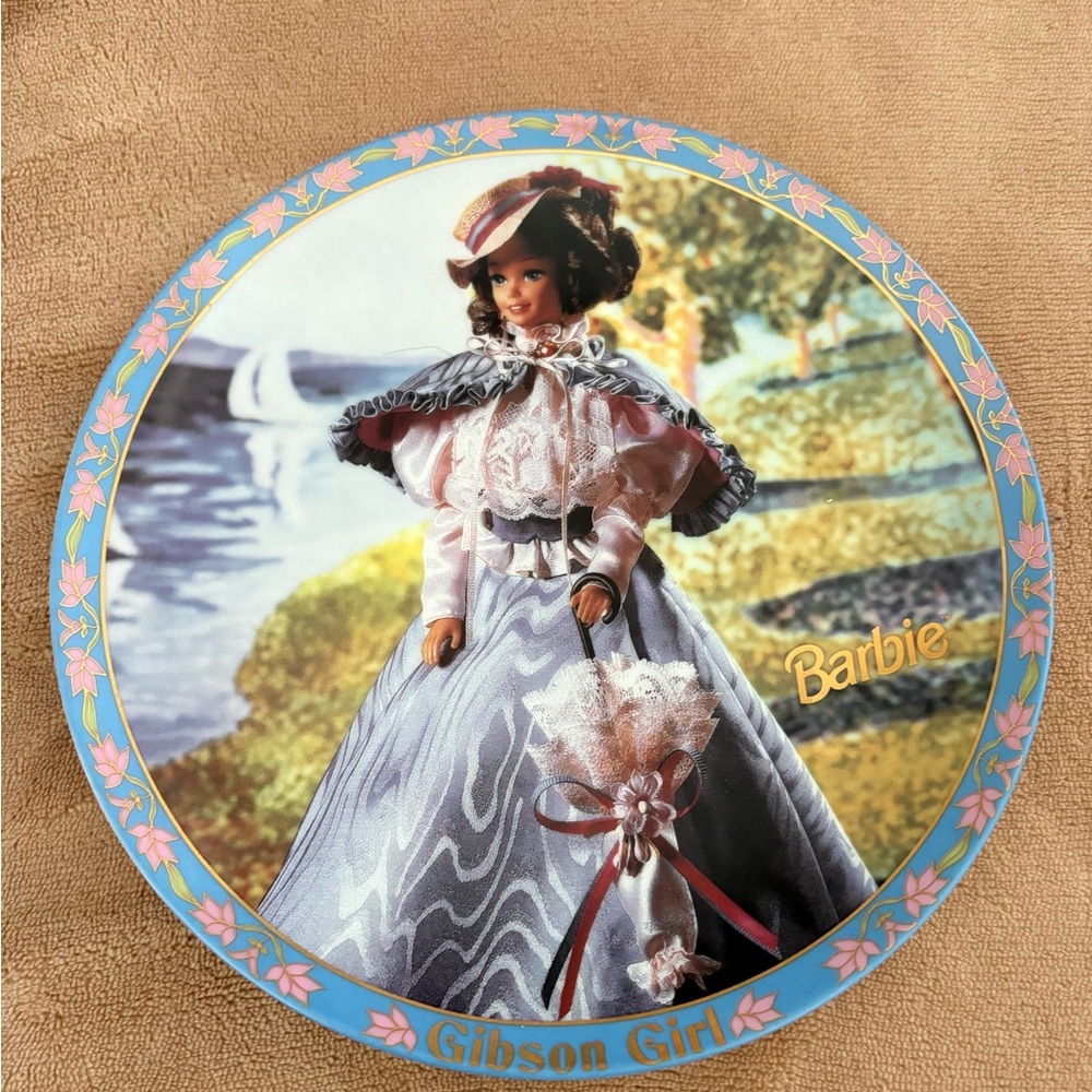 Enesco Barbie Gibson Girl Plate with Blue and Pink Accents